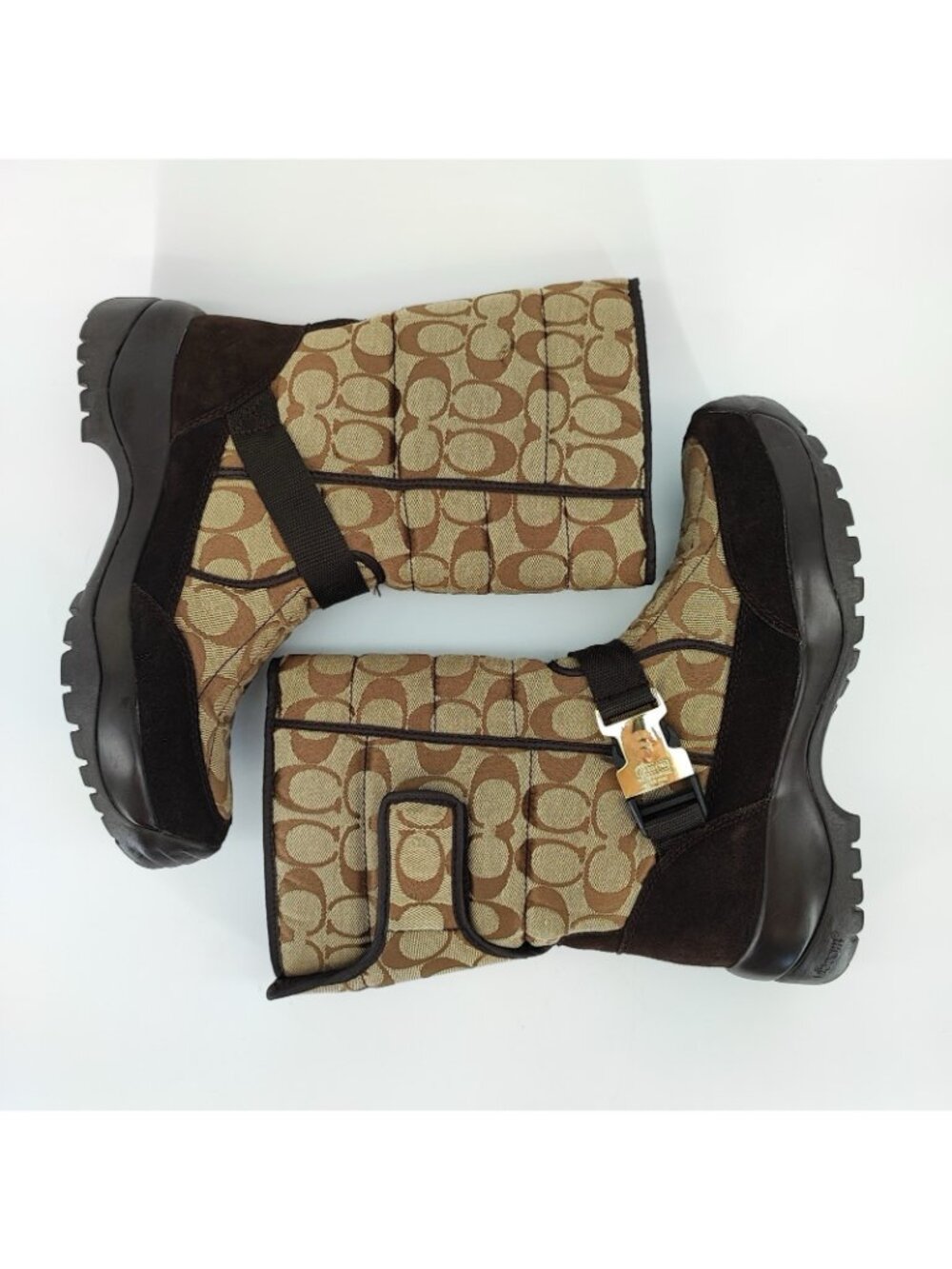 Coach Sharron Women’s 9 Boot Canvas Brown Snow Signature C A7642 - Picture 5 of 10